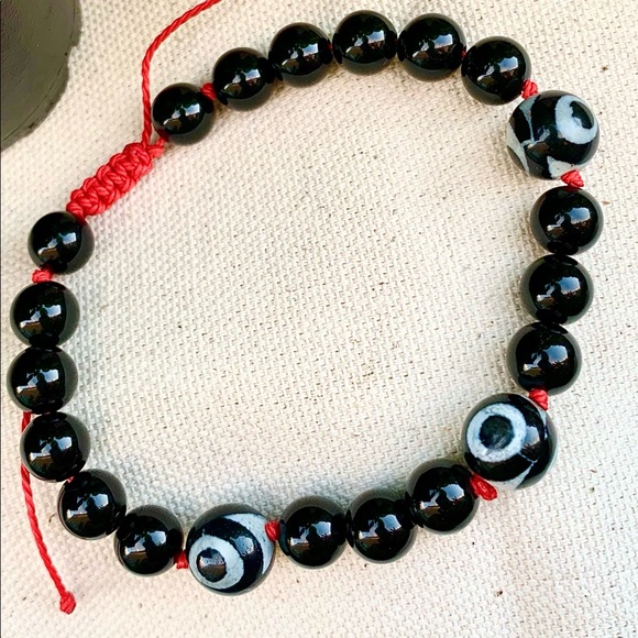 Red String Black Onyx bracelet- Handmade - Picture 2 of 5